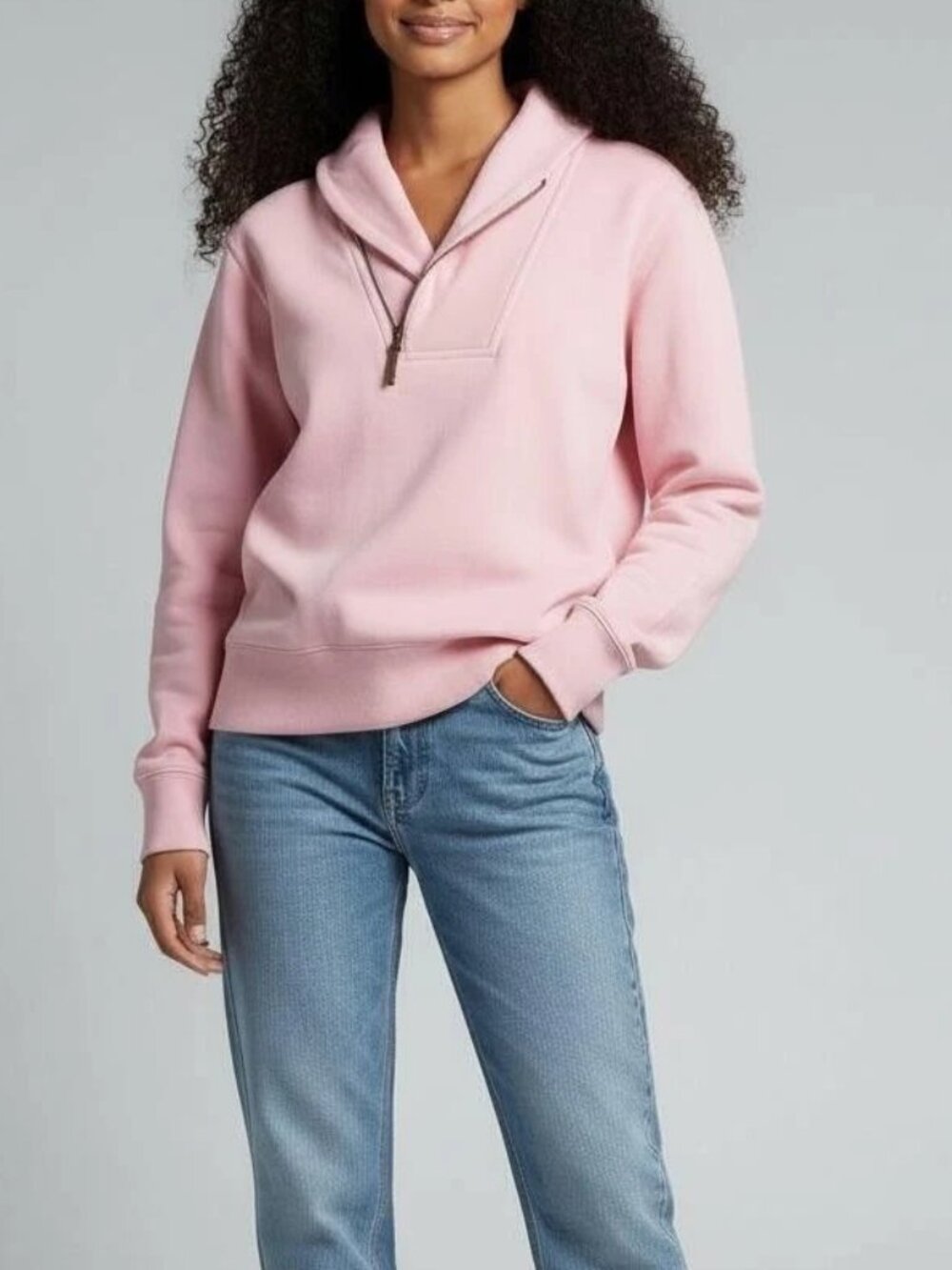 Ralph Lauren Sport Women's Size Medium Pink Quarter Zip Pullover Sweatshirt